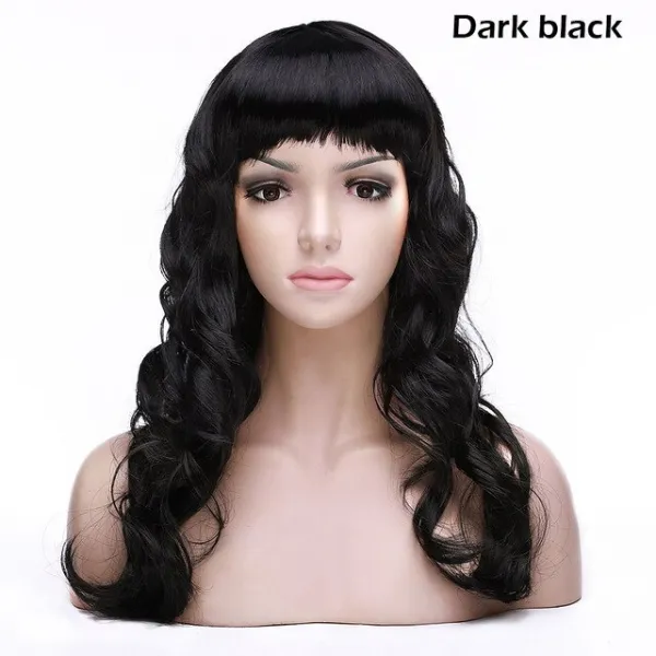 S Noilite 20 인치 긴 스트레이트 가발 Bangs 합성 여성 머리 가발 블랙 브라운 어 번 여성 가발 파티 코스 01 20 Inches_02 United States 04 Dark Black Wavy