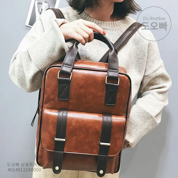 도오빠 여성 백팩 가죽 베낭 영국풍 여자백팩 패션 데일리백 20대 30대 캐쥬얼 가방 사계절 고급스러운 명품스타일 스퀘어백