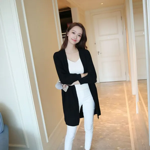 디에프 여성 여자 플레인 가디건 긴팔 간절기 데일리 코디 오피스룩