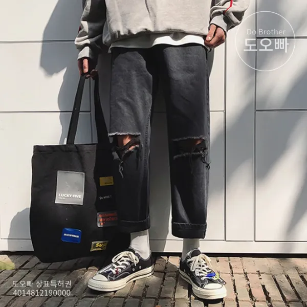 도오빠 빅사이즈 남성 청바지 찢청 디스트로이드진 루즈핏 오버핏 남자청바지 긴바지 스트레이트 레트로 20대 30대 패션 데일리 캐주얼 빅사이즈청바지 인기템