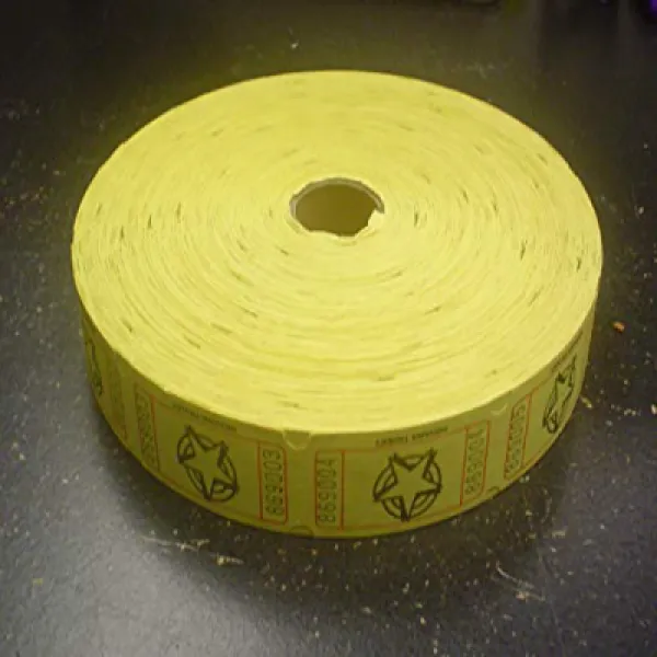 2000 Yellow Star Single Roll Consecutively Numbered Raffle Tickets 2000 개의 노란 별 단 하나 목록 연속적으로 번호가 매겨, nullSET