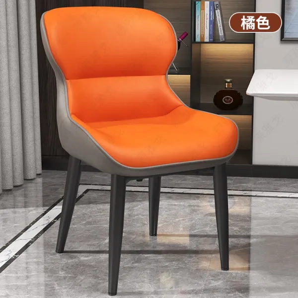 레스토랑의자 식탁세트의자 심플 현대 등받이 가정용 녹이다 화장 노르딕 스툴 스틴 PC 책상의자 3195901860, 수출함 급 두꺼운 과학기술 가죽 귤색