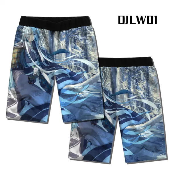 도검 막춤 소호 삼일월 종근 2차 게임 주변 남자 츄리닝 바지 큼 숏 팬츠, 블랙 2