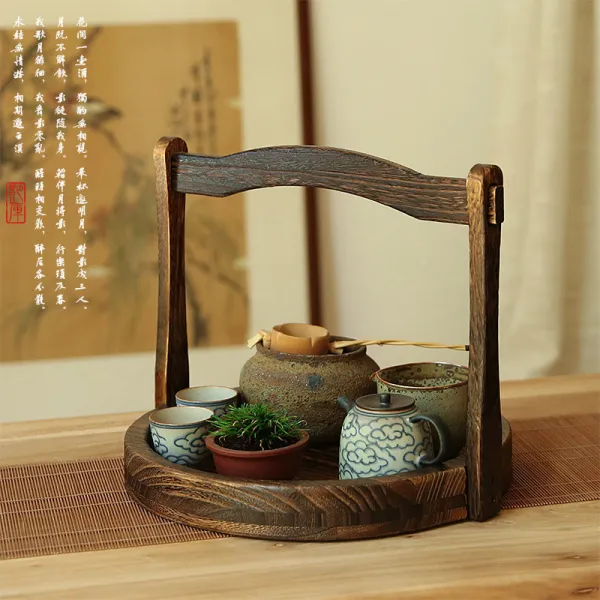 라탄소반 호족반 소반 미니소반 손님다과상 전통찻상 다과상, 소형 (직경 26)