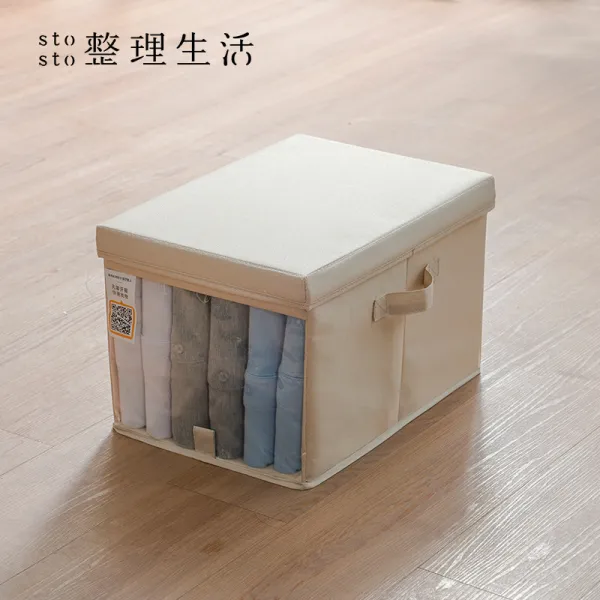 리빙박스 옷 수납케이스 심플핏 옷가지 정리상자 세트포장(옷매무새를 10개+, T08-옷가지 정리상자(볼수있음 물세탁가능)