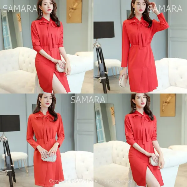 Qterra 특허브랜드 원피스 트렌디 긴팔 캐주얼 슬림 원피스