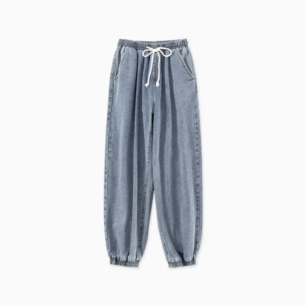 연한청바지 이와 같다 주다 고착감 금 년 여성 루즈핏 하이웨스트 학생 슬랙스 팬츠