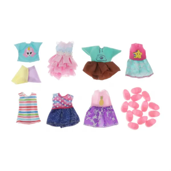 STK 인형 7 PC 치마 복장 차림새 신발을위한 옷 그리고 부속품, 1cm