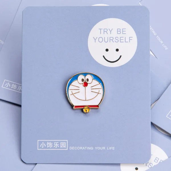 워 우 헌 도 라 에 몽 브로치 여자 러 블 리 데 이 커 플 메 탈 배지 한 쌍 여자 아 이 싱 그 러 운 인 스 패션 아 이 템 머 신 고양이