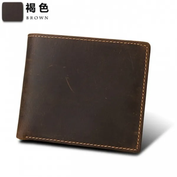 [해외]남성가방 진짜 가죽 남자 짧은 지갑 단단한 빈티지 카드 홀더 접히는 지갑 동전 주머니 상표 간단한 rfid 남자 지갑