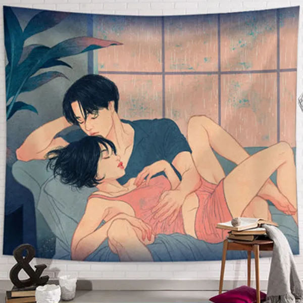 패브릭포스터 마티스 월행잉 천포스터 홈카페 인 교수형 천 손으로 그린 배경 천 조수 침대 옆 그물 레드 룸 레이아웃 태피스트리 기숙사 임대 주택 개조 벽 그림, F타입 150 * 200cm