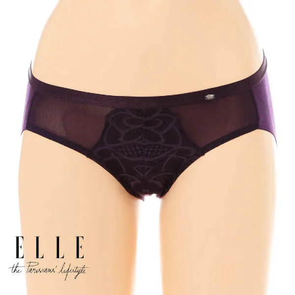  현대백화점 Elle 엘르이너웨어 퍼플 백레이스 햄팬티 Eph10012 
