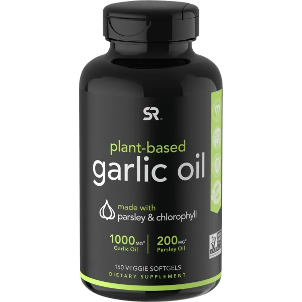 스포츠리서치 플랜트-베이스드 갈릭 오일 1000mg 베지 소프트젤 글루텐 프리, 150개입, 1개