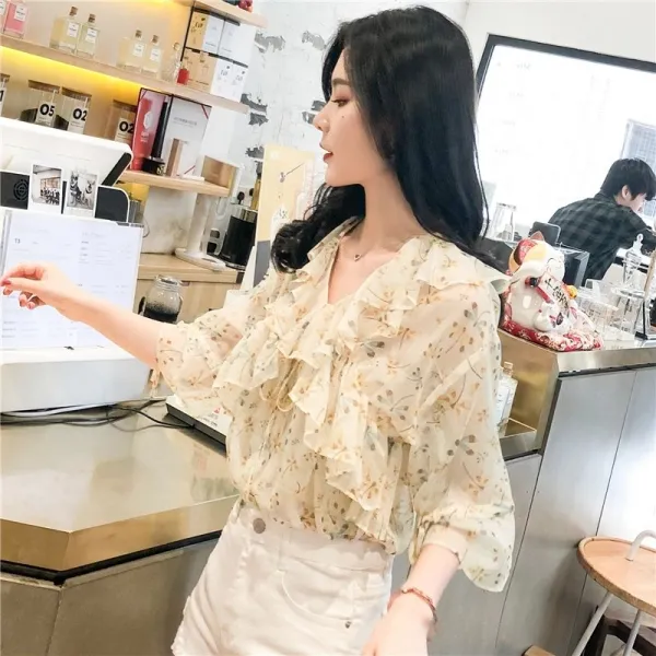 다발로 여성 가을 반팔 블라우스 Fzl132 594660769955_b4ty