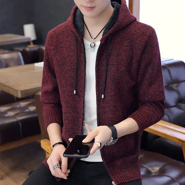  제로의옷장 남성 후드 기모 니트 가디건 Ma0924l02