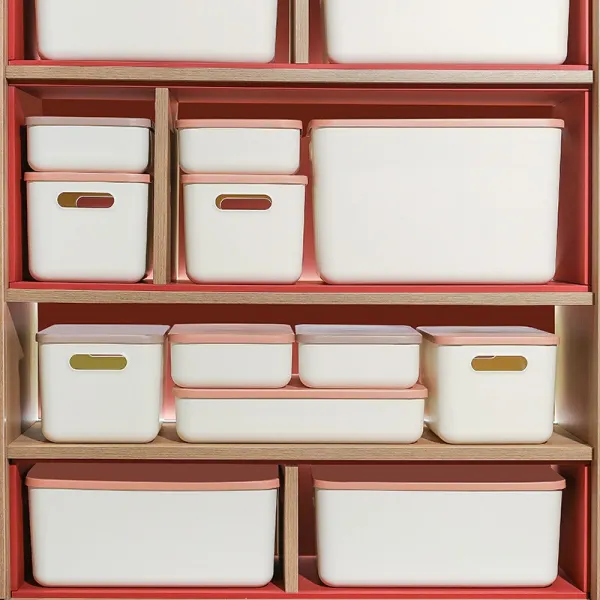 백 초원 수납 함 부엌 욕실 수납 함 사물 함 옷장 정리 함 덮개 중간 호 1 개 단적색 1개