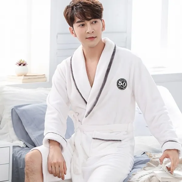 플란넬 가운 여자 겨울 가을 커버롤 타입 산호 융털 남자 커플 잠옷 잠옷치마 실내복 홈웨어 유카타 2018