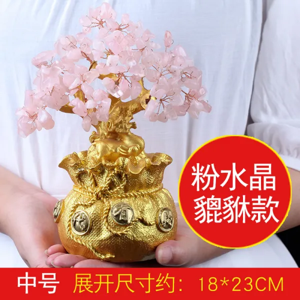 공예품 오렌지크리스탈 파키라 소품 재목 가구 술장 장식품 거실 인테리어 돈줄 T09 핑크크리스탈 중간사이즈 비휴 돈줄