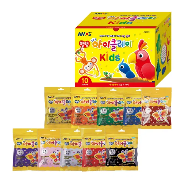 아모스 탱탱아이 칼라클레이 키즈 50g x 10종세트, 혼합색상