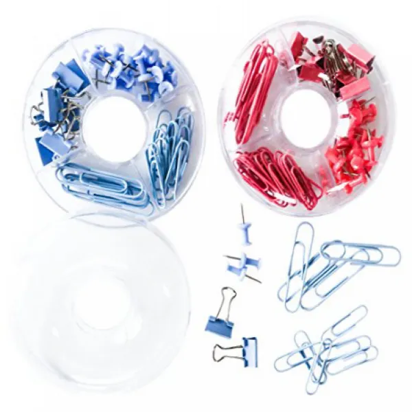 Pastel Colour Clip Push Pins 4 Tipe with Donut Shape Case 2 PCS 도넛 모양 케이스 2 PCS를 가진 파스텔 컬러 클립 강요 핀 4, 1