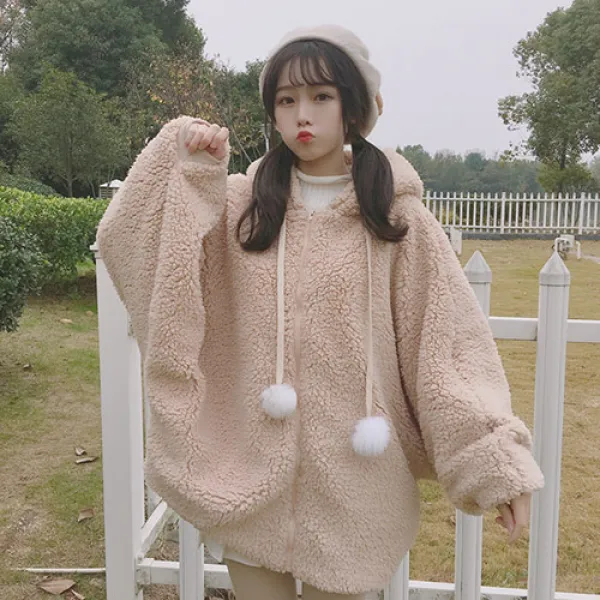 알리팡(Alipang) 도오빠 여성 빅사이즈 후드 프리사이즈 귀여운 토끼후드티 겨울후드티 따뜻한 안감후드