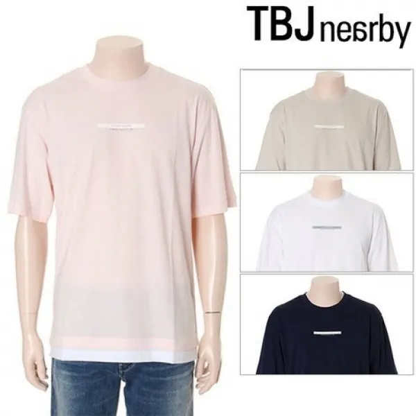 Tbj 남여공용 루즈핏 밑단 레이어드 반팔 티셔츠 T172ts006p 