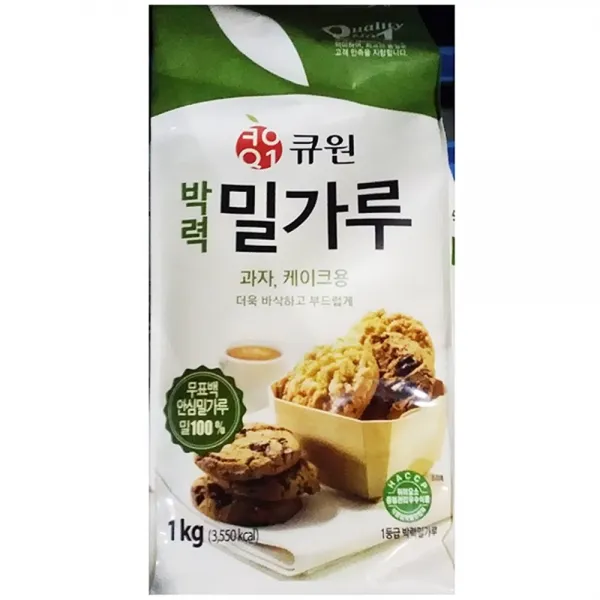 [AHW_7401162] 박력밀가루(큐원 1K) 밀가루박력분 바삭한밀가루 다용도밀가루 박력밀가루 가정용밀가루, 단일상품, 단일상품
