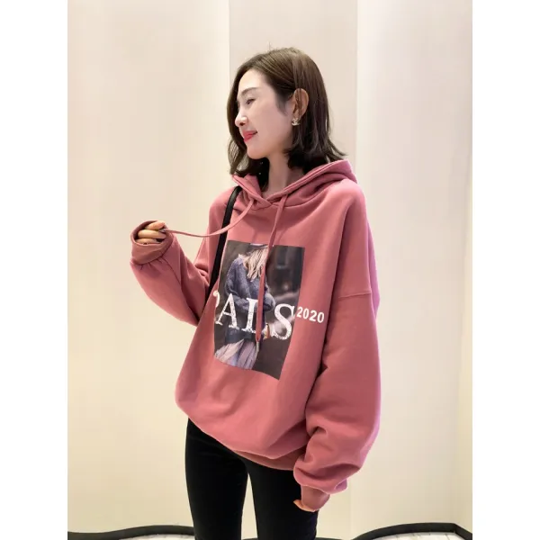 샵솔베이지 기모 후드 티셔츠 가을 겨울 여성 베이직 면 스웨터