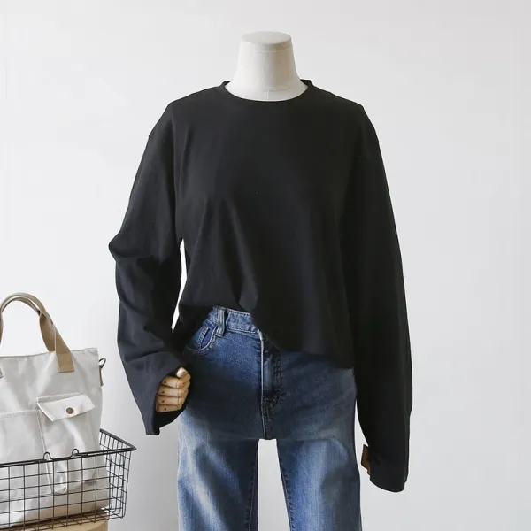 사자옷 긴팔 무지 크롭티