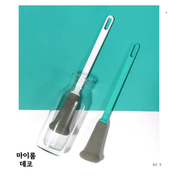 긴유리컵 물병세첫 스펀지 텀블러세척솔 전기포트세척솔 위생솔 그린 1개