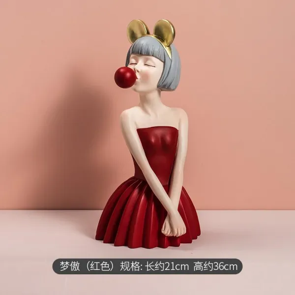 쿠키 인테리어 퍼프 여자 노르딕 경사풍 실내 거실 티테이블 현관열쇠 수납 엔틱한디자인, 퍼프 여자 -- 꿈거만한 （레드 ）
