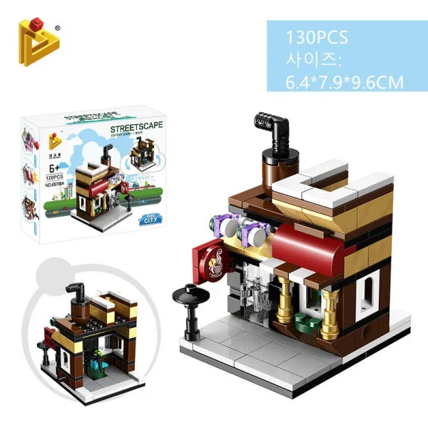 PANLOS BRICK 지능 개발 완구 미니 스트리트 뷰 레고호환블록, 커피숍