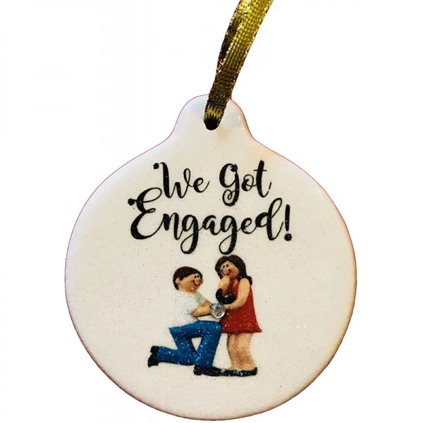 우리는 약혼 된 도자기 장식 무조건적인 사랑 번쩍이는 모조 다이아몬드 반짝 거렸다