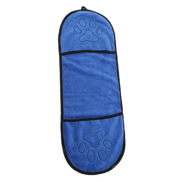 Qdy 개와 고양이를위한 주머니가있는 초 흡수성 애완 동물 목욕 타올 파란색 1개