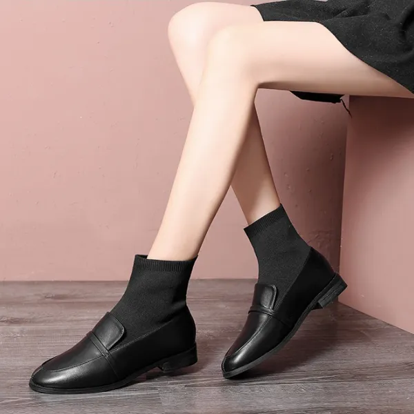  제로의옷장 여성 니트플랫 앵클부츠 슈즈 B90904l12