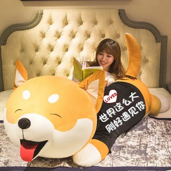 바디필로우 시바견 피규어 강아지털 완구 라지슈퍼빅 패브릭인형 bebear베개 잠자는 여성생일선물, C08-1베이지추가 카트 대신써드