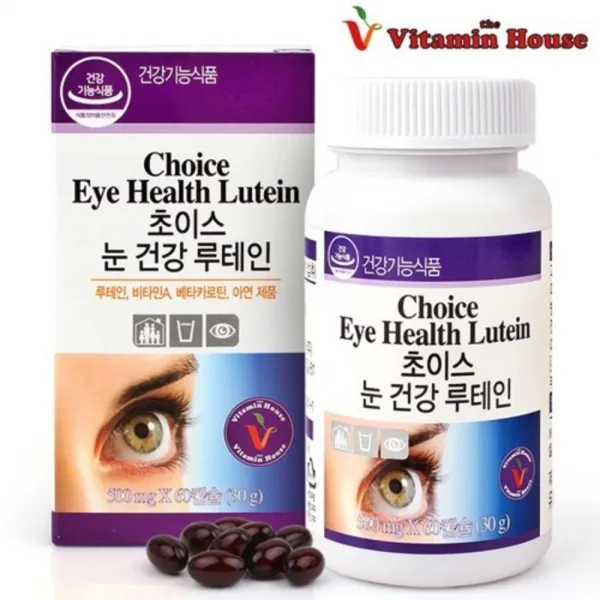 비타민하우스 루테인 비타민A 베타카로틴 아연 마리골드꽃 카로티노이드 초이스눈건강, 60개, 500mg