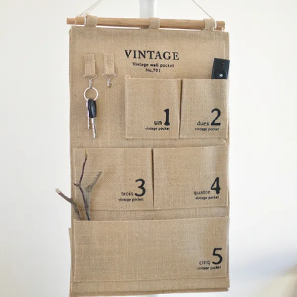  투오 자카 수납포켓 다중다중 아이디어 숙소 수납벽 뒤편 포켓 01 H58w35cm 01 황마숫자 다섯 주머니