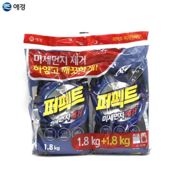미세먼지제거 가루세제 1.8kg 리필 2개입 겸용 분말세, 1개