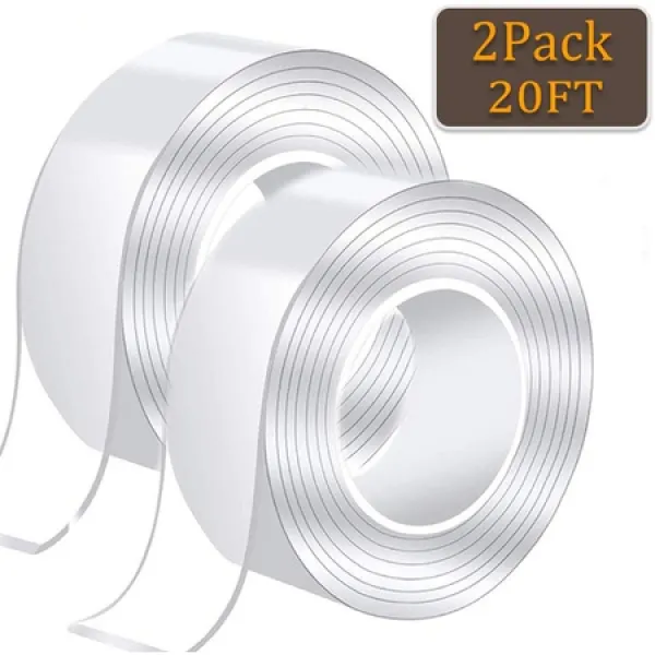 Sunwuun 2Pack 슈퍼 끈끈한 양면 나노 테이프 무정형 빨 수있는 접착 성 나노 테이프 붙여 넣기 사진 및, 상세 설명 참조0