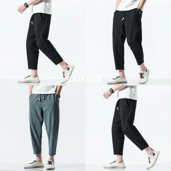 Qterra 특허브랜드 P190404558 배기팬츠 남자 통바지 9부 루즈핏 캐주얼