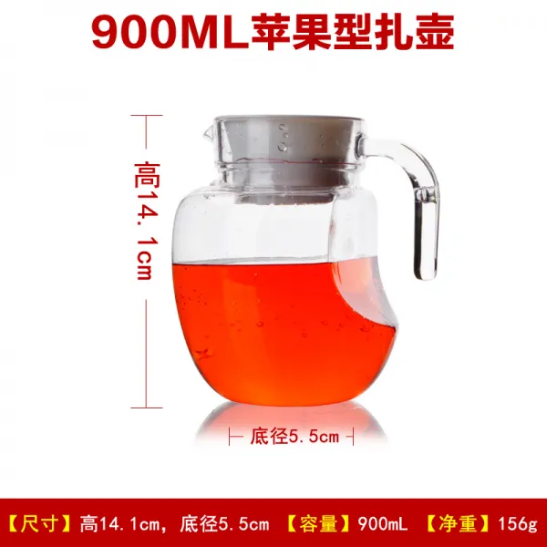 pc 내떨기 자 주전자 분 플라스틱 조 내구 냉주전자, 사과 단지 900ML