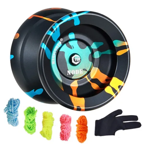 MAGICYOYO Professional 무응답 Yoyo Y01 노드 스핀 합금 Yo Yo KK 볼 베어링 Yoyo for Advanced Player, 블랙 스플래쉬 블루  골드