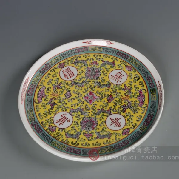 티포트 징더전 만수무강 도자기 자재화 울긋불긋 차제구 찻잔 6두건 포장도자기 찻주전자 T01 6개 C12 황완수 1조각 차받침판