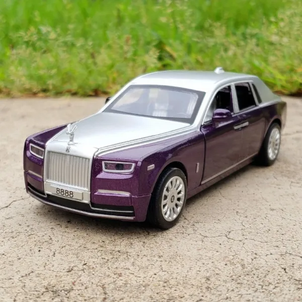 롤스로이스 Rolls-Royce Phantom 1대32 합금 다이캐스트 자동차모형 라이트 및 사운드 풀백 기능 미니카 피규어 선물, 보라+실버