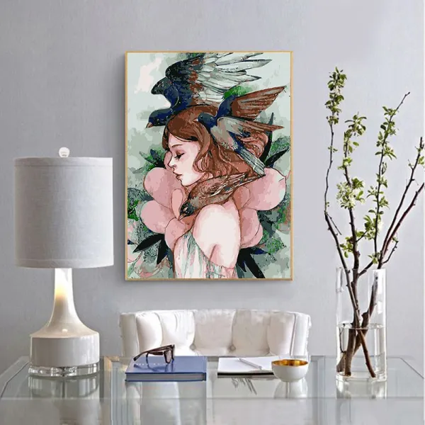 Diy 명화그리기 피포페인팅 꽃 연회 소녀 D + Set + 60 75