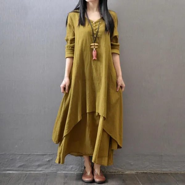 kirahosi 복고 여성 린넨 원피스 박시 에스닉룩 185호+덧신증정 DO157icm