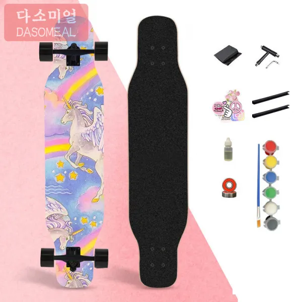 [해외 직송]다소미얼 롱보드 장판 여학생 초보자 성인 4인승 킥보드 학생 거리 닦기 XZ33 A34, 05