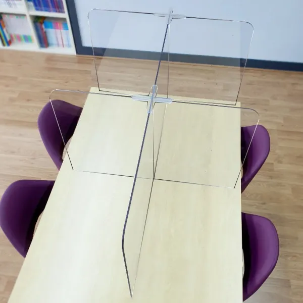 주식회사집현전 식탁 가림판 폴리카보네이트5T - 4인용 칸막이 십자결합형 한쪽개방, 높이600