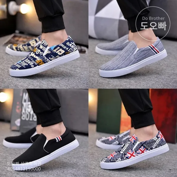도오빠 남성 슬립온 스니커즈 운동화 캐주얼 봄 여름 학생 캔버스 남자슬립온 남자스니커즈